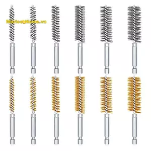 12 Bàn chải thép không gỉ dây xoắn có tay cầm Lục giác 1 / 4 Inch cho lỗ ống