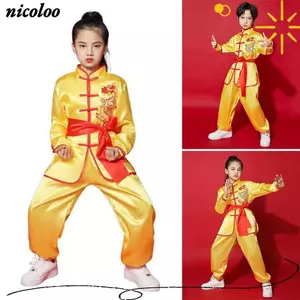 Trang phục NICOLOO Wushu, có thắt lưng Đồng phục Kungfu truyền thống, Tay dài thời trang Wushu Hiệu suất Võ thuật Đồng phục trẻ em