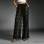 MAPLEPOET-Quần ống rộng dành cho nữ Thắt lưng đàn hồi Sequins Quần xẻ rời cho hàng ngày