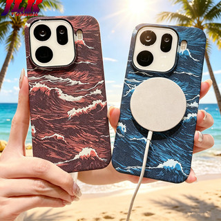 [JLK] Ốp từ tính họa tiết Kevlar bằng sợi Carbon sóng biển sang trọng mùa hè cho OPPO Find X9 Pro X9Pro Ốp lưng cứng điện thoại chống sốc