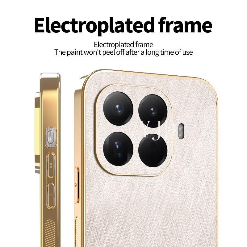 Ốp Lưng Cho Xiaomi 17T Pro Gold Silk Skin Khung Mạ Điện Chống Rơi Vỏ Điện Thoại