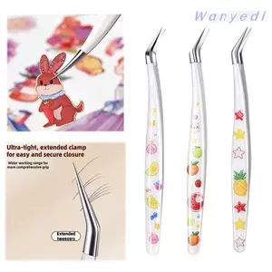 WANYEDI Scrapbook Nhíp, Đầu cong Nhíp chính xác bằng thép không gỉ, Dụng cụ thủ công Điểm mịn Chống trượt Long lanh Tay cầm bằng nhựa Đầu cong Nhíp thủ công DIY