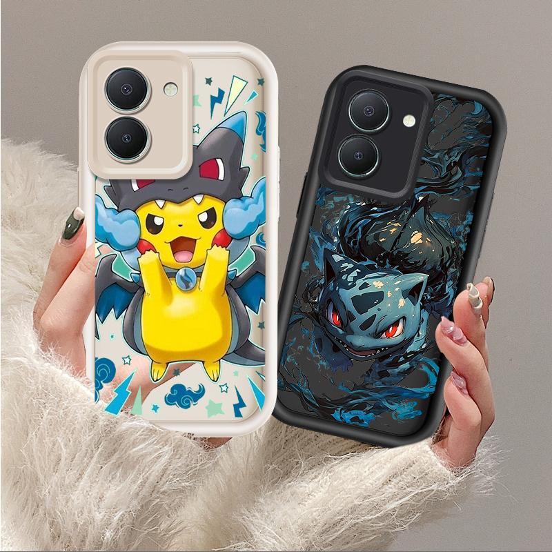 Vỏ Cho VIVO Y36 Y27S 4G Hoạt Hình Silicon Màu Kẹo TPU Mềm Pikachu Bulbasaur Pokémon Angel Eye Vỏ Điện Thoại Chống Sốc