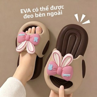 Dép lê thỏ nơ cho bé gái - Dép EVA đế dày chống trượt, đi trong nhà và ngoài trời mùa hè