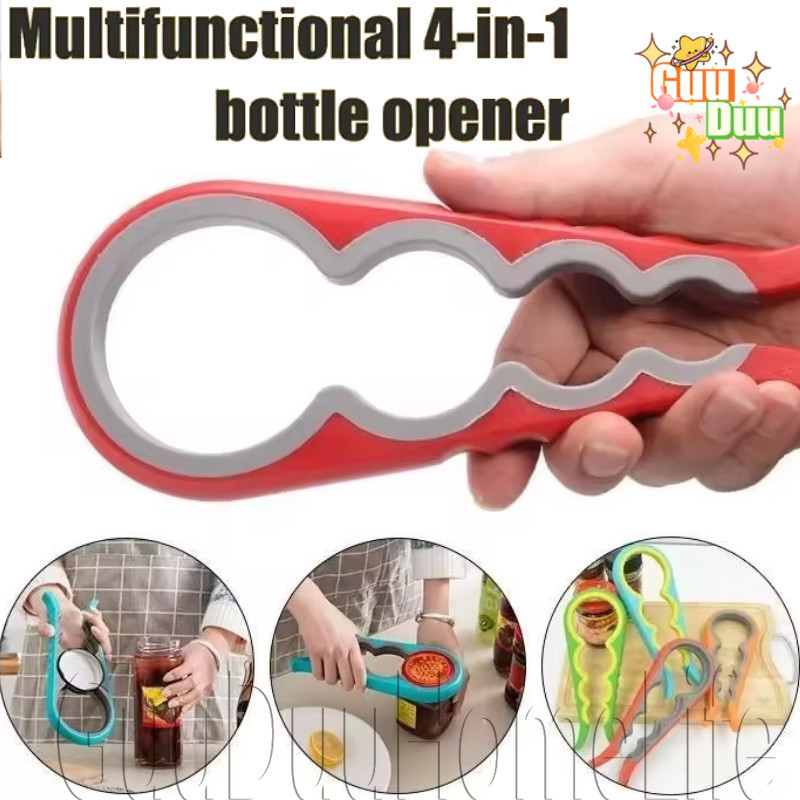 [GUUDUU] Dụng cụ mở hộp đa chức năng 4 trong 1 - Mở hộp chống trượt hình học sóng - Tiện ích đồ dùng nhà bếp - Dụng cụ mở nắp chai gia đình - Nắp nắp chai Twister / Giao hàng miễn phí