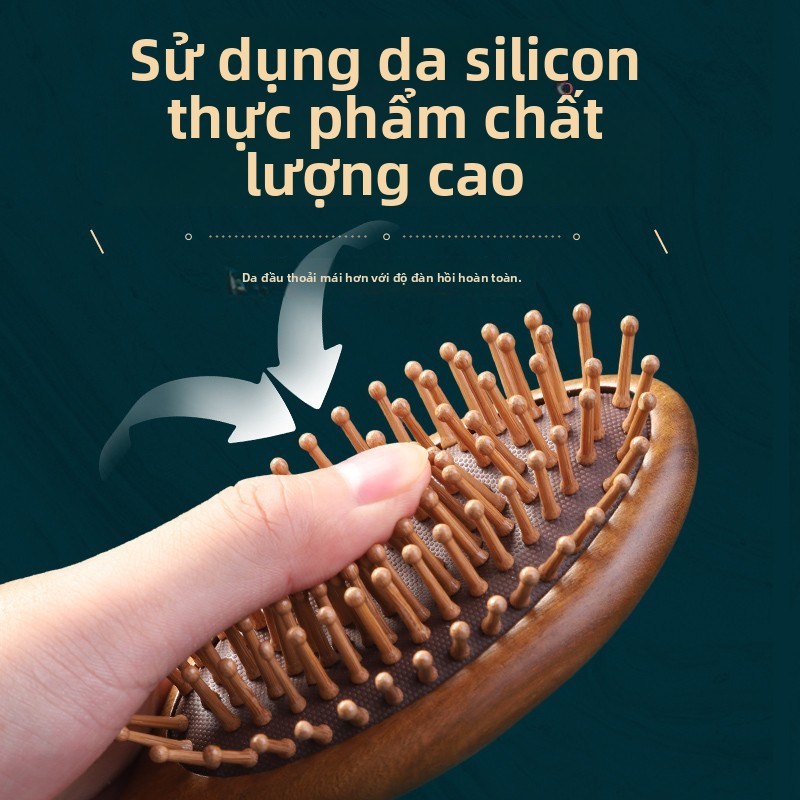 Lược đệm hơi gỗ đàn hương – [Chải mượt & massage da đầu] , thông kinh lạc, tiện mang theo