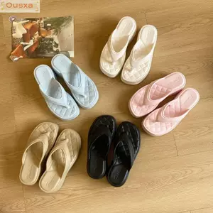 Dép OUSXA Thong, Dép Gót Dày Thoáng Khí Chống Trơn Trượt, Dép Đế Dày Thoải Mái Nhẹ Phong Cách Dân Tộc Cho Mùa Hè