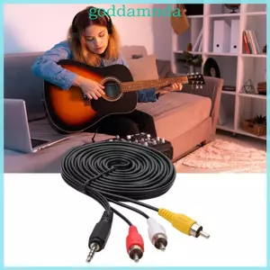 Cáp chuyển đổi Video âm thanh GODD 3 5mm Nam sang 3RCA Đầu nối phích cắm cho loa