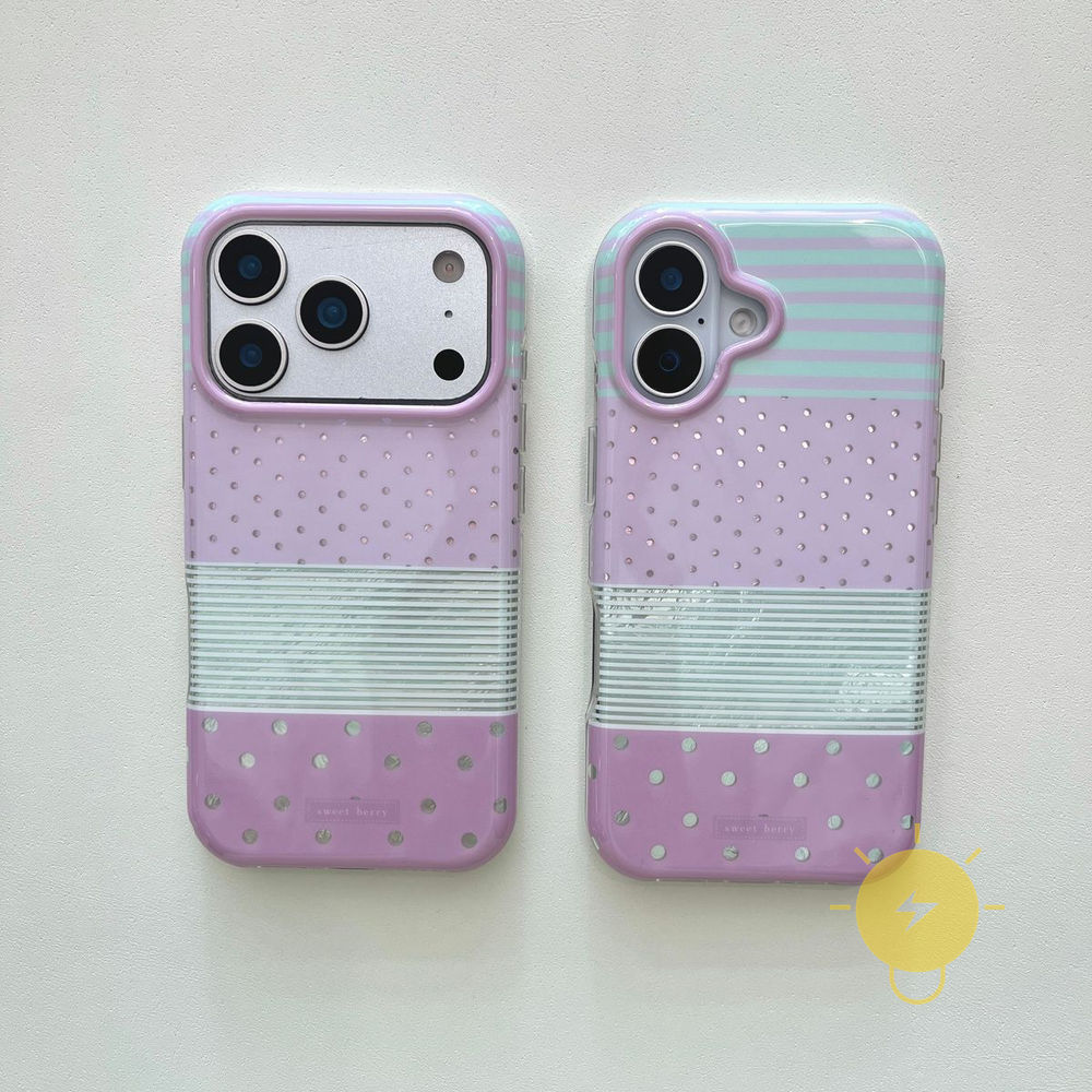 Phone Case For iPhone 17 Pro Max 16 15 14 13 TPU Purple Polka Dot Stripe Polka Dot Aesthetic Korean Cute