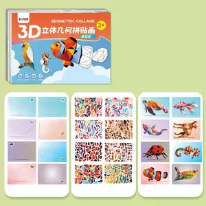 Collage Craft Kit Đồ chơi ghép hình giấy giáo dục tương tác Bộ ghép hình học cho trẻ em Bé trai Bé gái Trẻ em