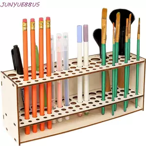 Giá đỡ bàn chải sơn JUNYUE88US, khung gỗ Giá cọ màu nước gia đình, Chủ nghĩa tối giản có thể tháo rời 67 lỗ Tiết kiệm không gian Bàn sắp xếp Bàn chải sơn