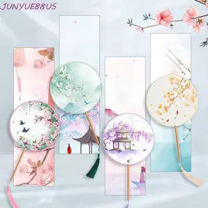 Quạt cầm tay tròn JUNYUE88US, Tranh mực Quạt lụa khiêu vũ cổ xưa, Quạt trang trí có quạt thêu tay cầm dài kiểu tua rua cho đạo cụ chụp ảnh