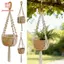 Chậu hoa PWSEND, có tua rua thủ công Dây nâng thắt nút Macrame Móc treo cây, Đồ dùng làm vườn Dây bông treo tường Giỏ trồng cây ban công