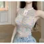 Mùa hè Phong cách mới Phong cách Trung Quốc mới Khóa màu cầu vồng Tấm lót ngực một mảnh Áo Vest dệt kim Hot Girl Pure Desire American Top