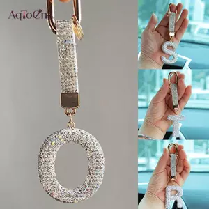 AqToCna Thời Trang Lấp Lánh Kim Cương Giả Bảng Chữ Cái Móc Khóa Chữ Dễ Thương Quyến Rũ Vòng Chìa Khóa Tinh Tế Bapa Phụ Kiện Trang Trí Quà Tặng AqToCna