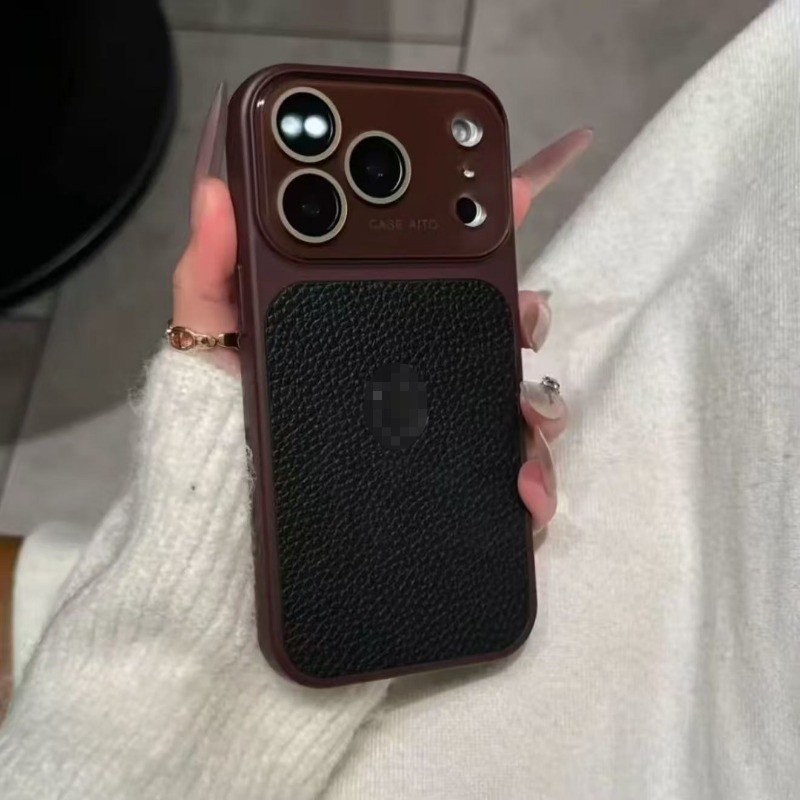 Ốp Điện Thoại Họa Tiết Da Burgundy Sang Trọng Ngay Lập Tức 17 Burgundy Thích Hợp Cho iPhone 17 16 15 14 13 12 11 Pro Max Plus Ốp lưng