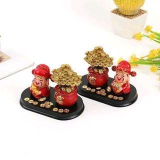 Bộ tượng thần tài và cây tiền vàng mini để bàn - Tượng thần tài phong thủy