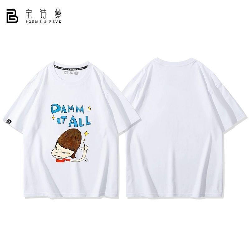 Yoshitomo Nara Big Head Ác Búp Bê Hàng Hóa Hoạt Hình Hai Chiều Cotton Nguyên Chất Áo Thun Tay Ngắn Nửa Tay Rời Nam Nữ Mùa Hè