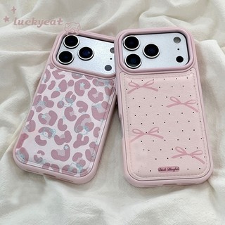 Ins Pink Bow Pink Leopard In Hình Ốp Lưng Điện Thoại iPhone 17 16 15 14 13 12 11 Pro Max X Xr Xs Max 7 8 Plus SE2020