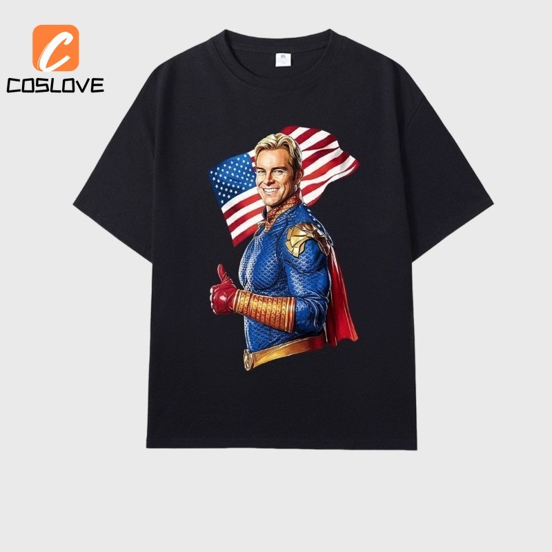 THE BOYS Homelander Người ủng hộ Phong cách Áo thun tay ngắn Top Mùa hè Trang phục hàng ngày Fan Made Style Homelander Áo thun