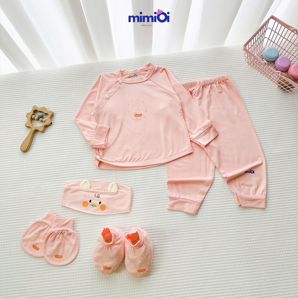 [BD138] Combo bộ quần áo kèm thóp bao tay bao chân cho bé chất thun lạnh thấm hút mồ hôi thoáng mát