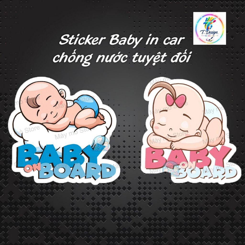 Decal "Baby In Car" Dán Xe Chống Nước Dễ Thương Cho Bé Trai/Gái - Mày Mò Store