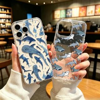 Ốp Lưng Họa Tiết Cá Voi Cá Mập Đại Dương Cho IPhone 16 PRO Max 14 Plus 13 12 Mini 11 Pro Max 6E Silicon Mềm Trong Suốt