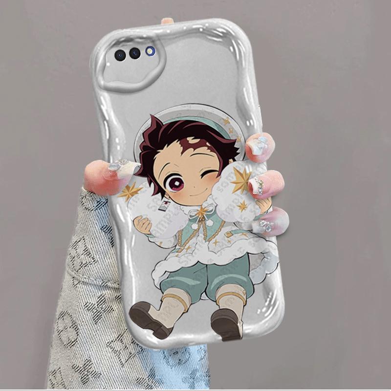 Ốp Silicon Hoạt Hình Cho OPPO A3S A1K A12E Realme C2 AX5 Bảo Vệ 3D Vỏ Điện Thoại Mềm TPU Demon Slayer Tanjiro Ốp Lưng Chống Sốc