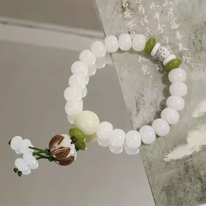 Tự Nhiên Trắng Bồ Đề Hạt Bồ Đề Sen Đơn Vòng Tròn Bồ Đề Gốc Cao Cấp Bồ Đề Vòng Tay Cầm Tay Nam Nữ Trang Sức 5.26
