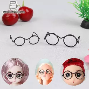 Nhíp 10 Chiếc Thời Trang Khung Tròn Không Ống Kính Retro Mát Búp Bê Kính Cho Búp Bê 30cm VN
