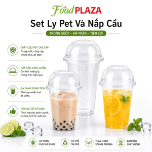 Ly PET Kèm Nắp Cầu 400ml 500ml 700ml Chắc Chắn, Tiện Dụng Cho Quán