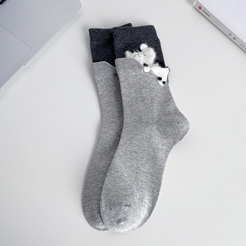 Set 4 đôi tất cao cổ mèo ôm cổ cotton thấm hút thông thoáng MUN STORE TME2M095