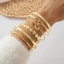 NICOLOO 6 Cái / bộ Bộ Lắc Tay Kim Loại, Vòng Tay Hình Trái Tim Nút Hoa Retro Bohemian, Thiết Kế Mở Hình Học Lớp Vòng Tay Mở Trang Sức Nữ