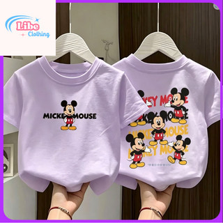 Áo phông cho bé trai và bé gái in hình Chuột Mickey dễ thương, được làm từ chất liệu cotton mềm mại, thoải mái