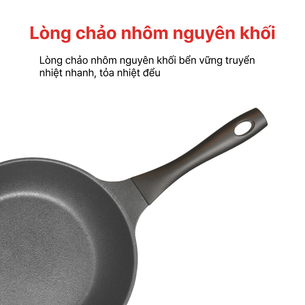 Chảo đúc nguyên khối All Black 24/26/28cm Happycook - Dùng được cho mọi loại bếp