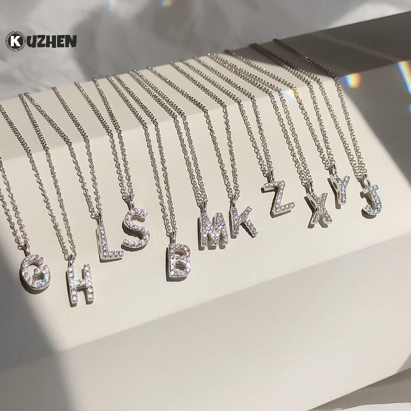 KUZHEN Thời Trang Sáng A-Z Chữ Mặt Dây Chuyền Quyến Rũ Nelace 26 Ban Đầu Bảng Chữ Cái Tên Xương Đòn Dây Chuyền Đảng Trang Sức Quà Tặng HOT