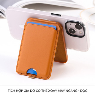 Ví Đựng Thẻ Từ Tính Kiêm Giá Đỡ cho iPhone Tặng Kèm Vòng Kim Loại Nam Châm