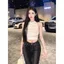 Mùa hè rốn Top Thiết kế khâu ren phong cách Pháp Slim-fit màu trắng mặc bên ngoài tay ngắn