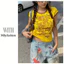 Milyfashion Thiết Kế Vàng Graffiti In Áo Thun Tay Ngắn Mùa Hè Phong Cách Mới Màu Sắc Tương Phản Slim-Fit Vai Trước Ngắn Top