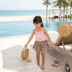 set bộ áo 2 dây quần váy siêu cute cho bé gái 10-17kg, bộ hè đi biển bé gái, bộ 2 dây bé gái berie