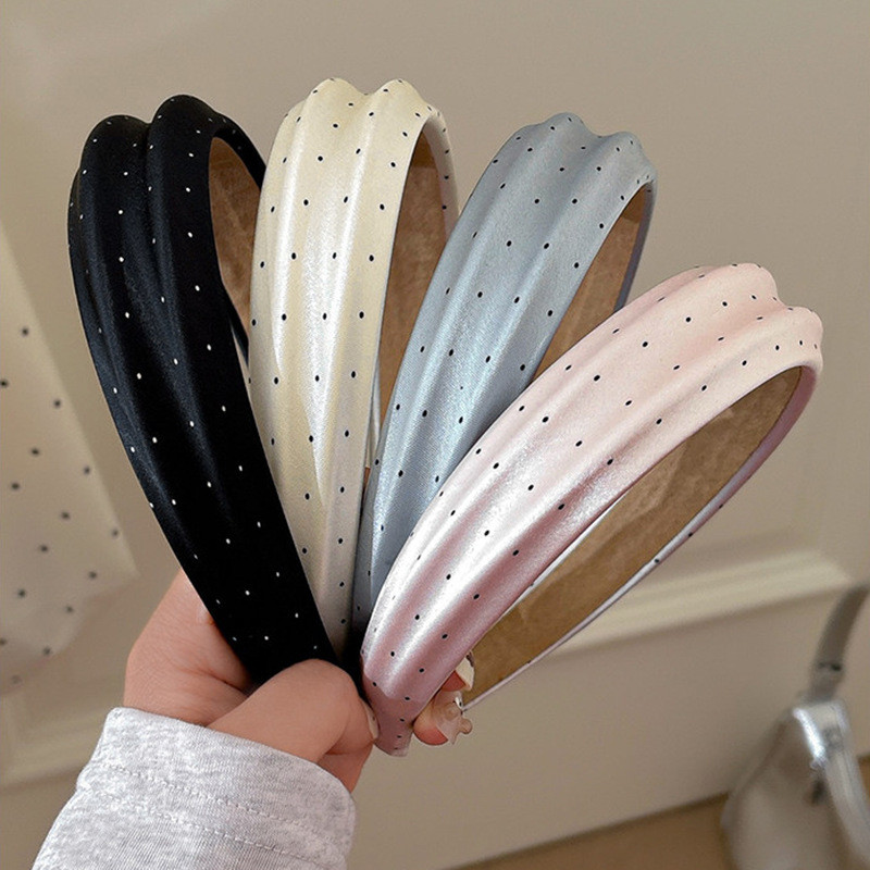 Băng đô nữ Satin Polka Dot Wide Hairbands Hàn Quốc