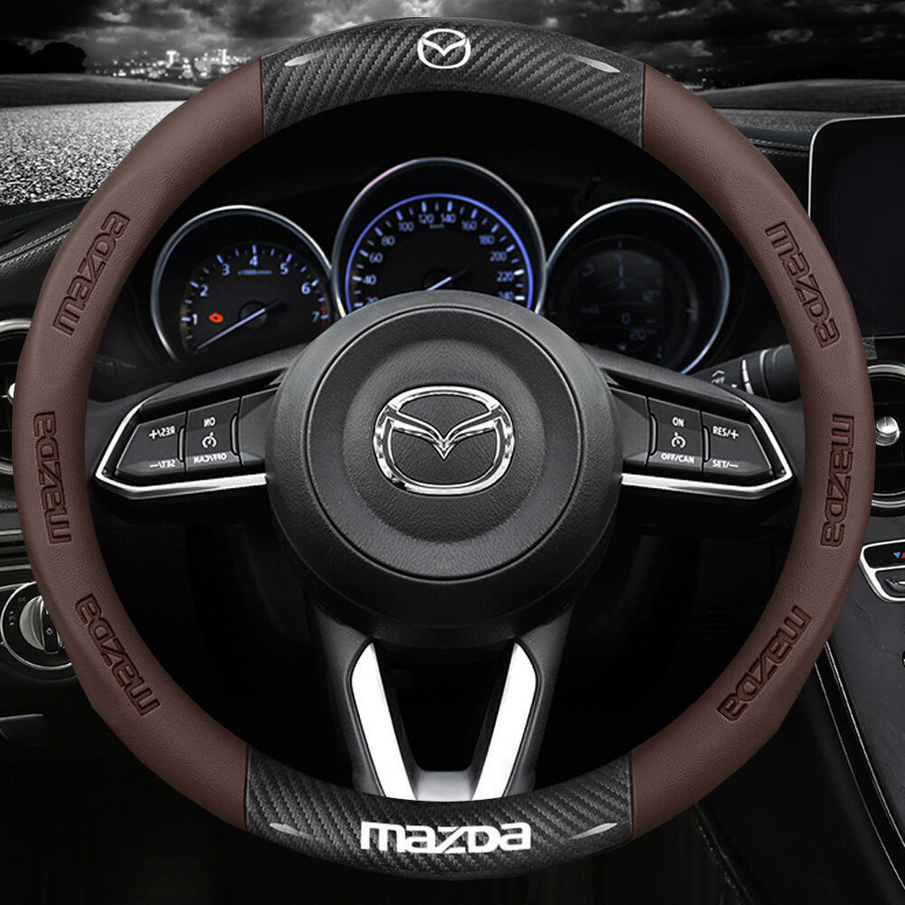 Bọc Vô Lăng Da Ô Tô Sợi Carbon Khâu Da Vô Lăng Dành Cho Xe Mazda CX3 CX5 CX4 CX30 CX8 Nội Thất Ô Tô