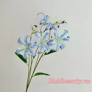 1 Hoa giả Lily nhân tạo có thân cây Bó hoa thực tế Hoa mùa xuân giả để trang trí hoa