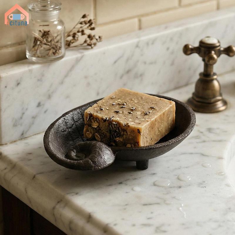Tự Xả Xà Phòng Đĩa Gang Nghệ Thuật Khay Trang Trí Phụ Kiện Tắm Cho Phòng Tắm Bồn Rửa Tắm