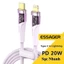 Phụ kiện Cáp sạc nhanh Type C- L 20W ESSAGER, dài 2m, chất liệu vải dù, siêu bền chống gãy
