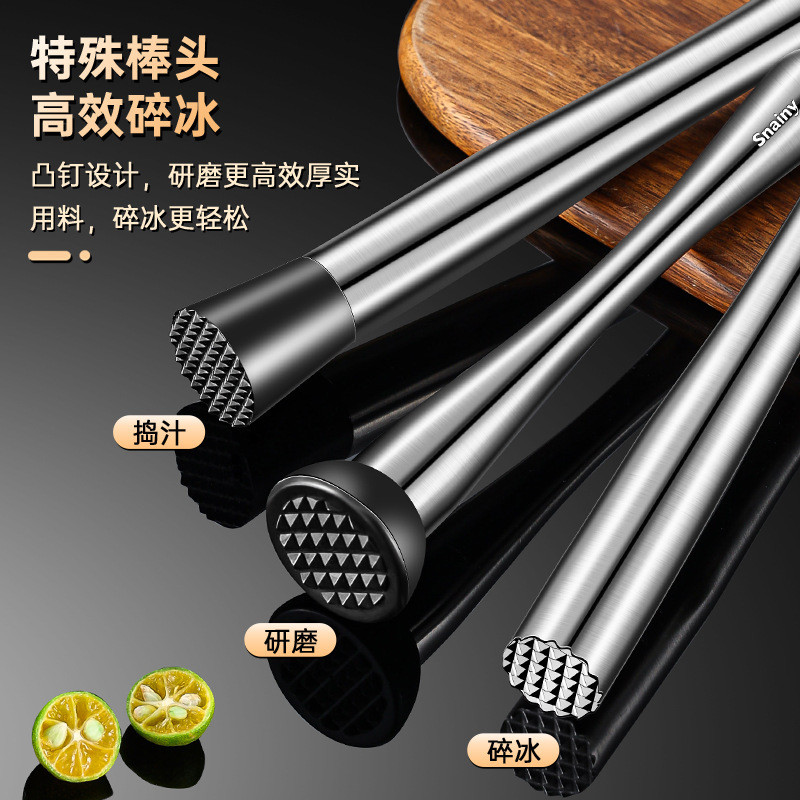 Giảm 20% Chày Dầm Chanh Đập Đá Inox 304 Đầu Gai Tam Giác Dụng Cụ Pha Chế Cocktail Trà Sữa Barista Dùng Nhà Hàng Quán Cafe