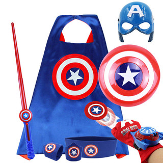 Đồ chơi trẻ em Captain America Mặt nạ phát sáng Áo choàng cosplay Trang phục âm thanh Lightsaber Shield Launcher Set26060403