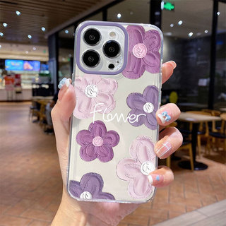 Ốp lưng iPhone trong suốt chống sốc họa tiết hoa tím iP-7/8Plus/XSMax/11/12/13/14/15/16/17/Pro/ProMax