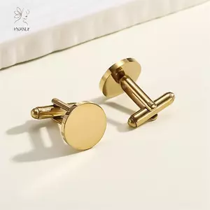 Khuy măng sét nam đánh bóng gương tròn bằng thép không gỉ HNKMP 15mm.