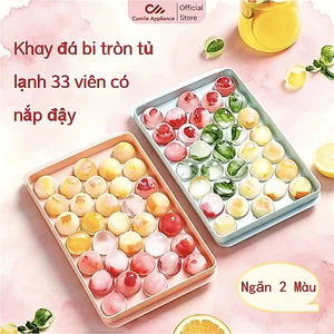 Khay đá bi tròn tủ lạnh có nắp đậy, vỉ 33 viên, khuôn thạch rau câu Master Store